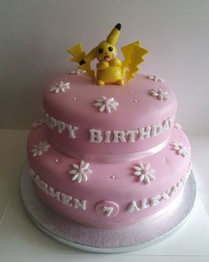 2 tier Pink with Pikachu